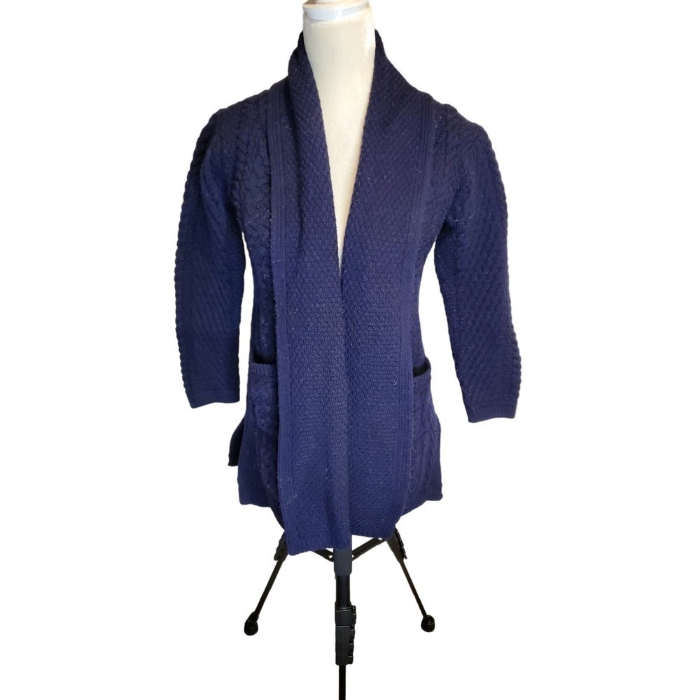 Aran Crafts‎ Ireland Wool Cableknit open Cardigan Sweater XS